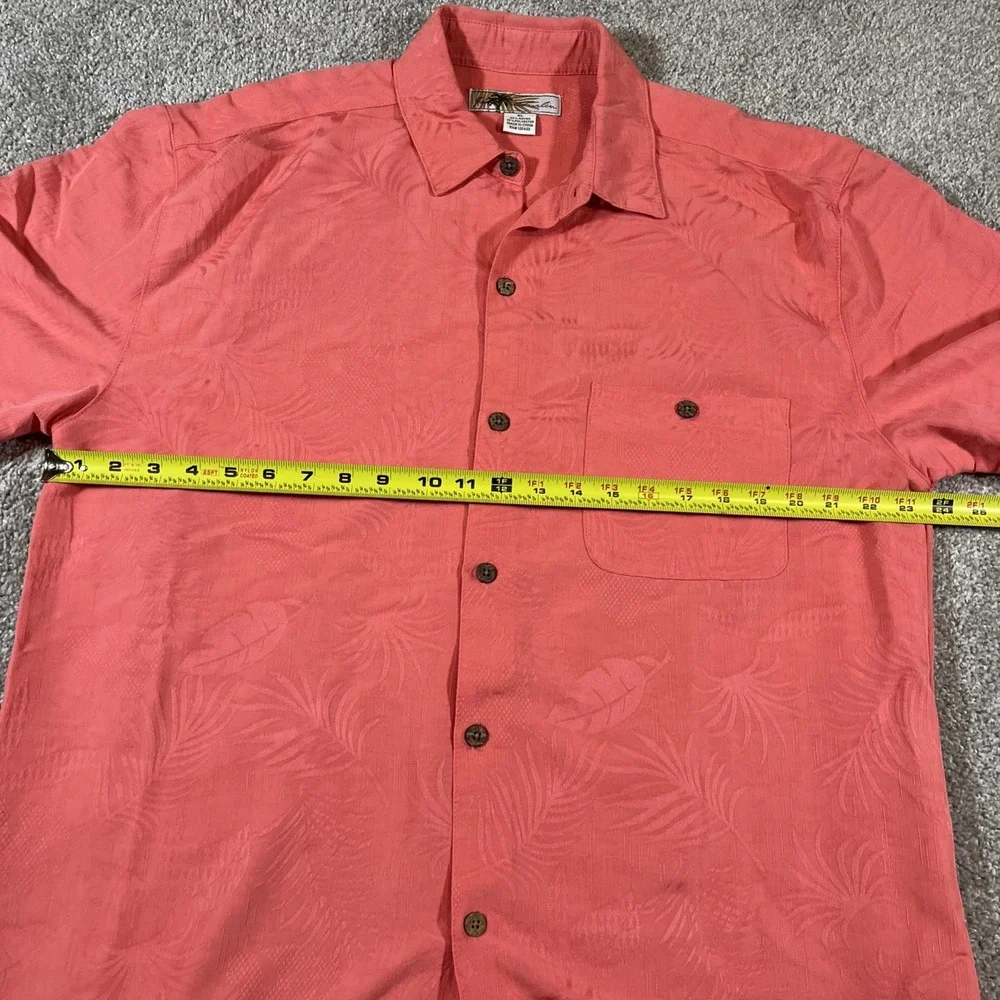 Joe Marlin Hawaiian Shirt XL Pink Palm Leaves‎ Design Coconut Buttons - Picture 7 of 8